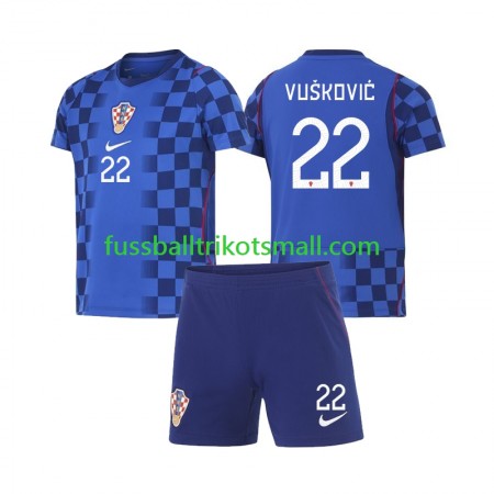Fußballtrikots Kroatien Luka Vuskovic 22 World Cup Kinder 2026 Kurzarm Auswärts-trikot kaufen